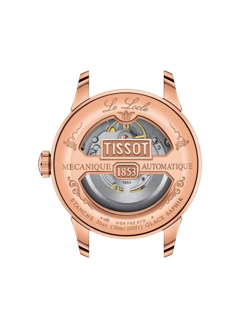 TISSOT Le Locle Powermatic 80 Rose Gold Brown Strap T006.407.36.033.00 - Image 3
